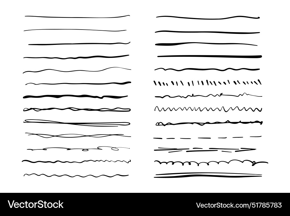 Marker hand drawn line border set and scribble Vector Image
