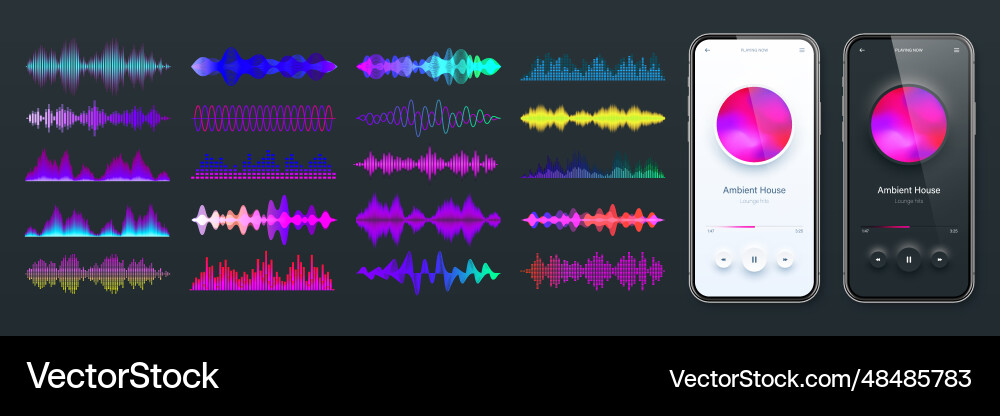 Online audio player user interface smartphone app Online audio player user interface smartphone app vector image
