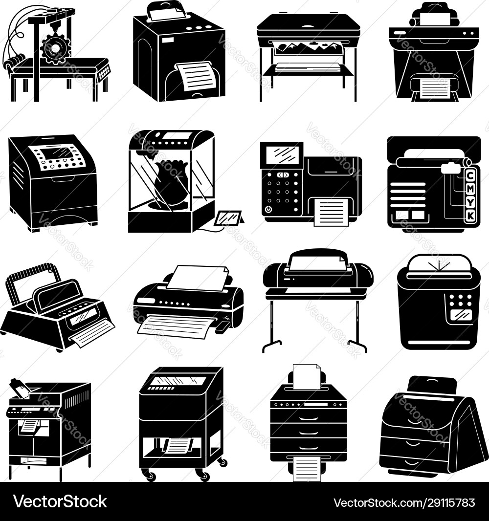 Printer icons set simple style Printer icons set simple style vector image
