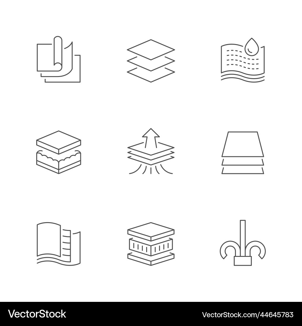 Set line icons of layered material Set line icons of layered material vector image