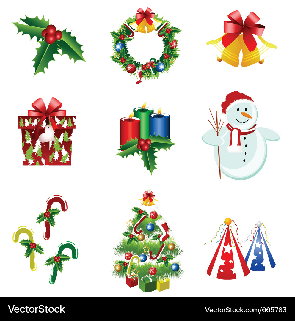 Weihnachts-Ferien-Icons Set Vektorbild