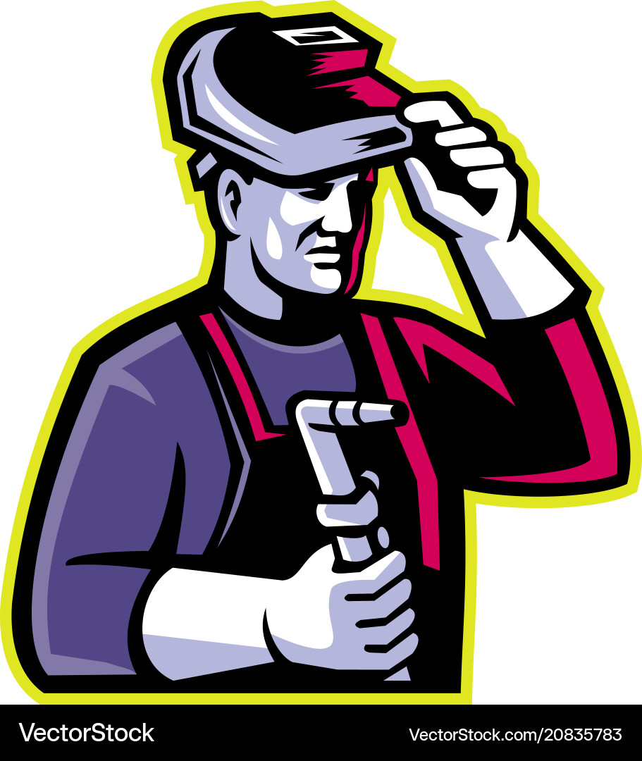 Welder Mascot Icon - Torch & Visor Vector Image