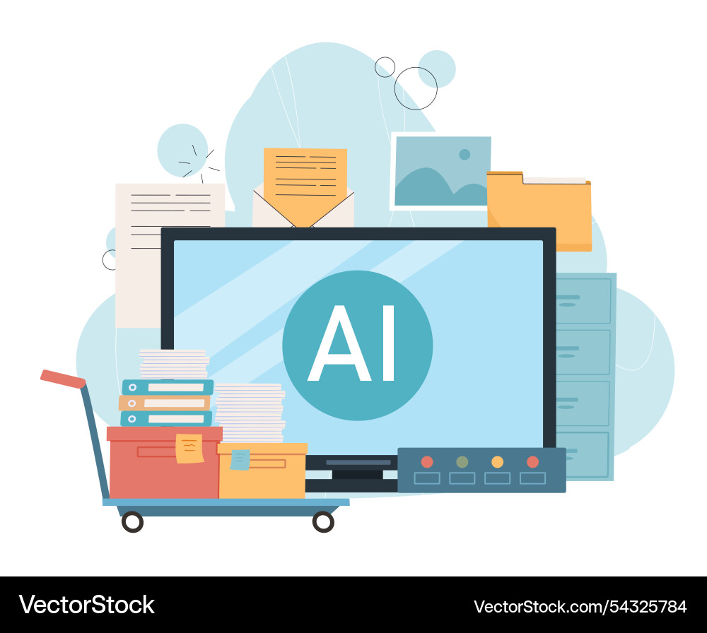 Artificial intelligence at computer ai Artificial intelligence at computer ai Vector Image