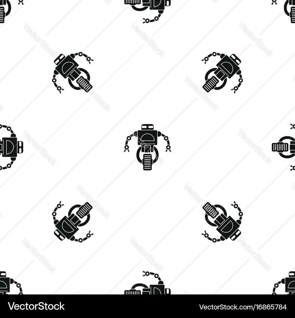 Machine robot pattern seamless black vector image