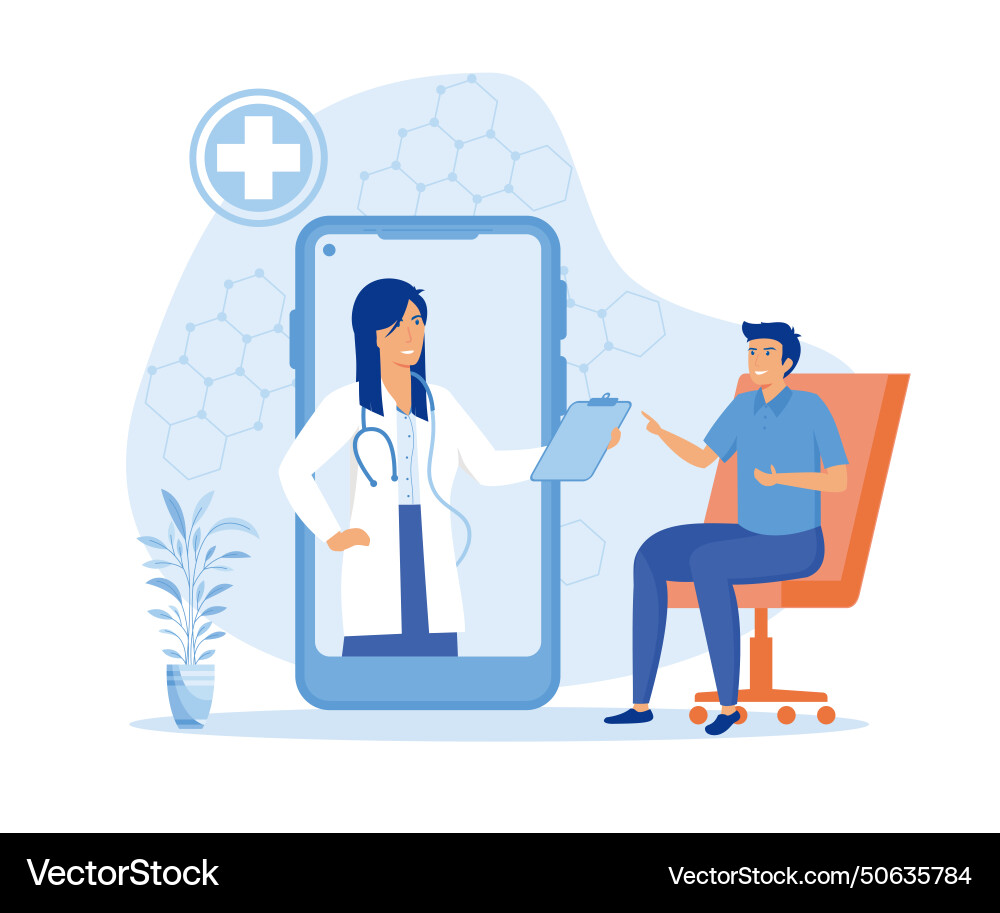 Man using mobile application control health Vector Image