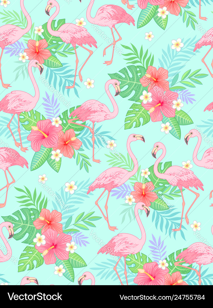 Tropical Flamingo Pattern vector image