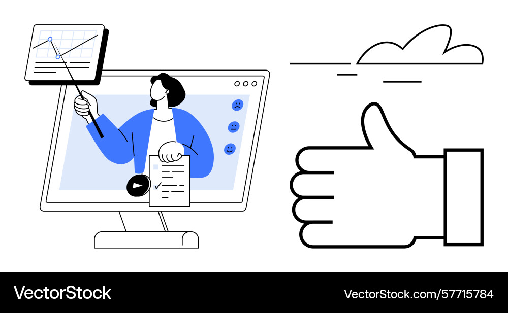 Virtual presentation with graph analysis Virtual presentation with graph analysis vector image