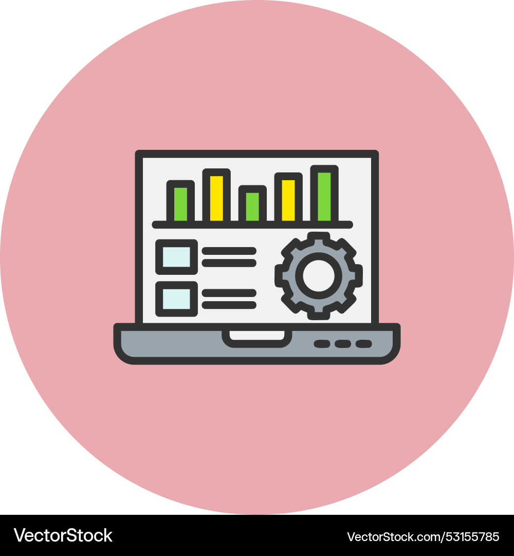 Data driven line filled circle icon Vector Image