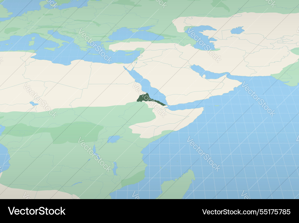 Eritrea highlighted on a detailed map geographic vector image