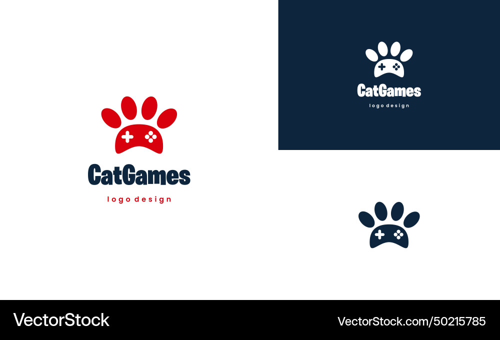 Paw combine with game controller logo cat vector image