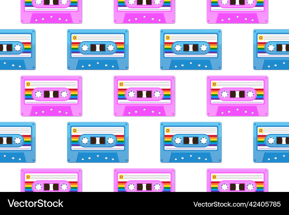 Rainbow flag audio cassette tape wallpaper lgbtq vector image