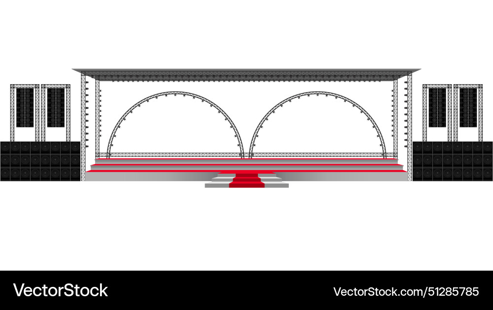 Red stage and speaker with led screen on the truss
