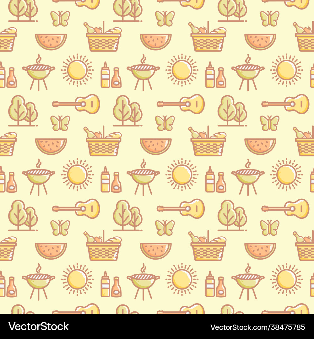 Seamless picnic pattern summer outdoor recreation vector image