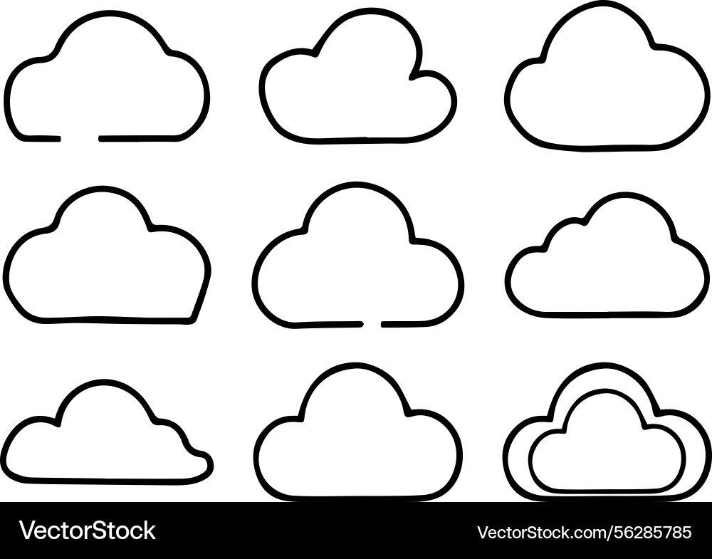 Set of cloud icons in a grid layout Vector Image