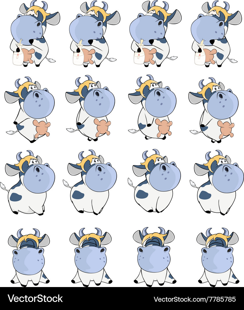 Set of cows for computer game Vector Image