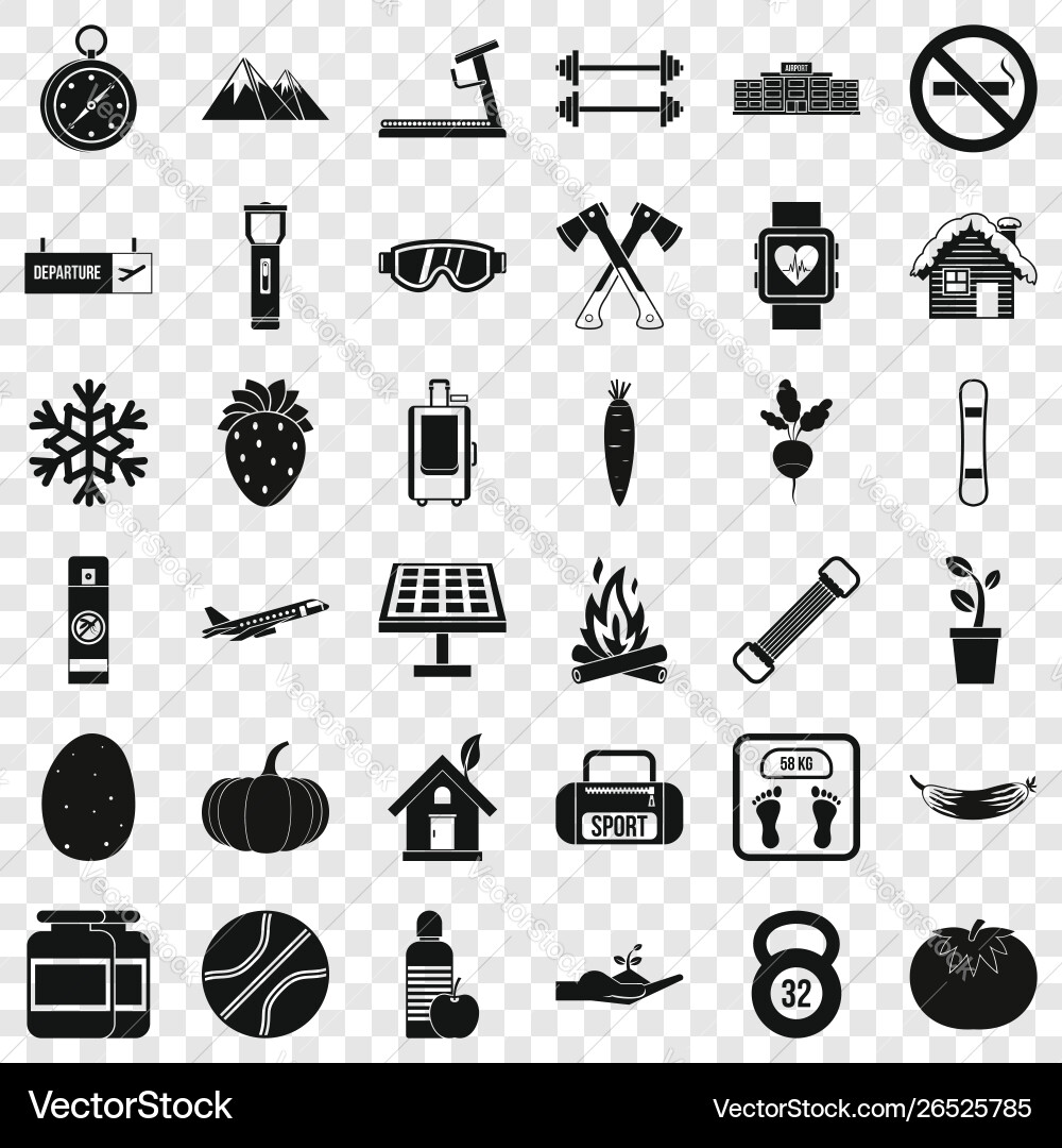 Snow icons set simple style Vector Image