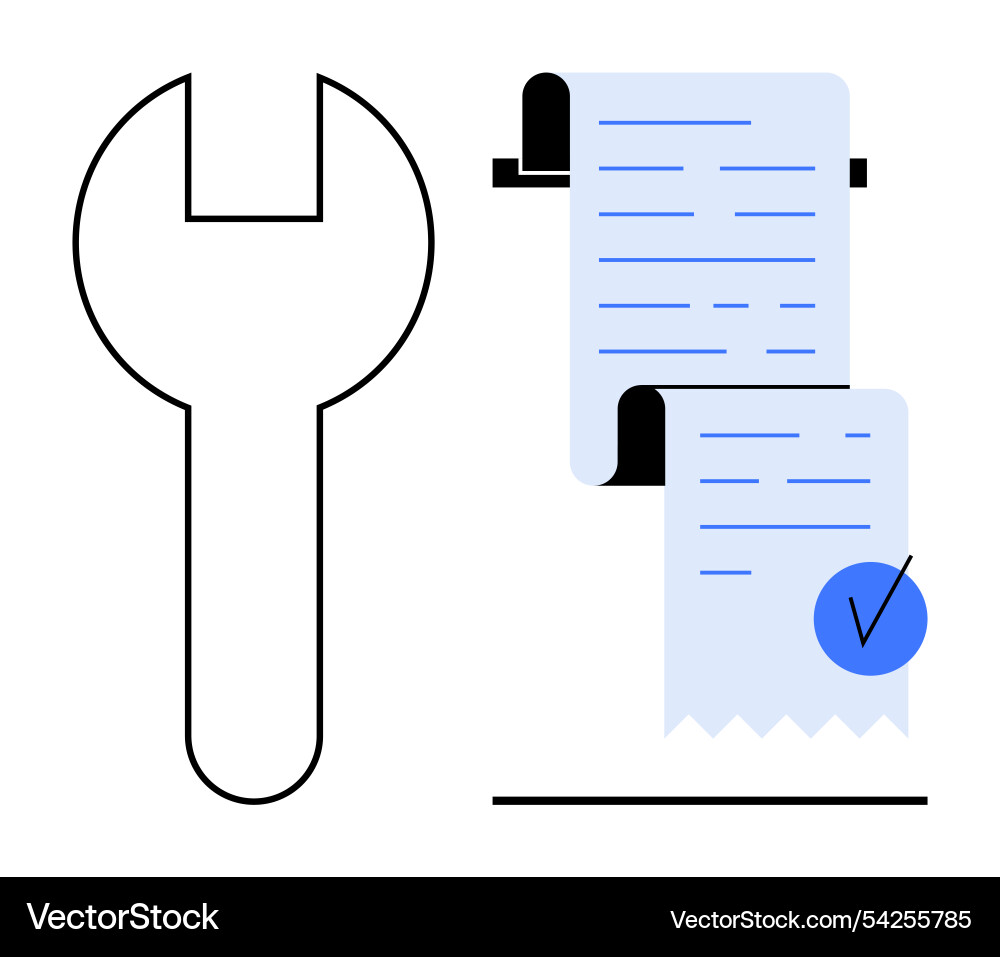 Wrench and checklist symbolizing technical Vector Image