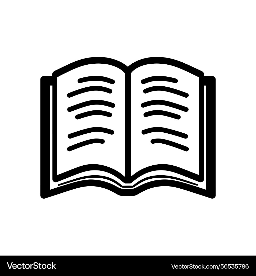 Book icon in black color open and displaying vector image