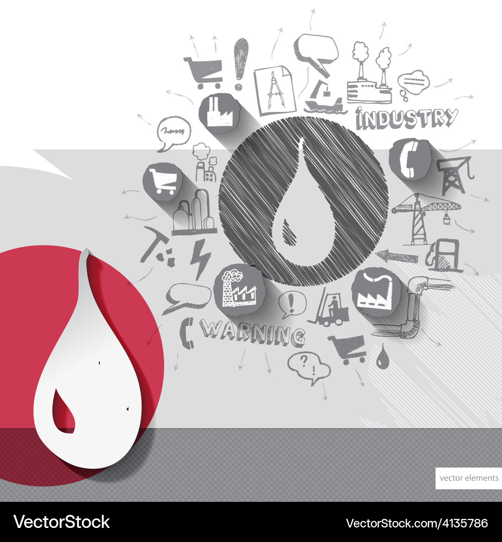 Hand drawn drop icons with background vector image