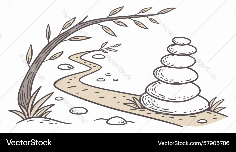 Path leading to zen stone stack design generative Vector Image