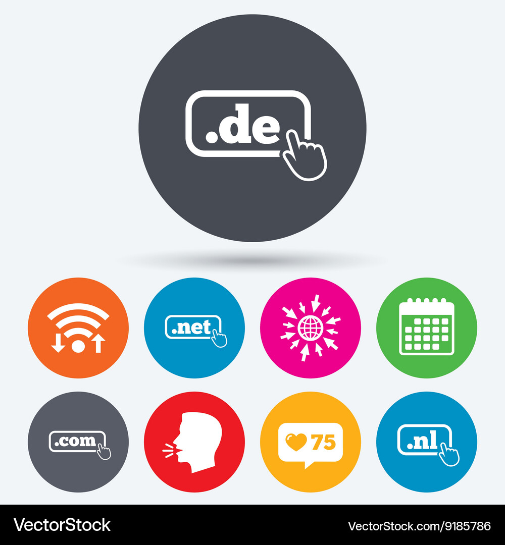 Top-level domains signs de com net and nl Vector Image