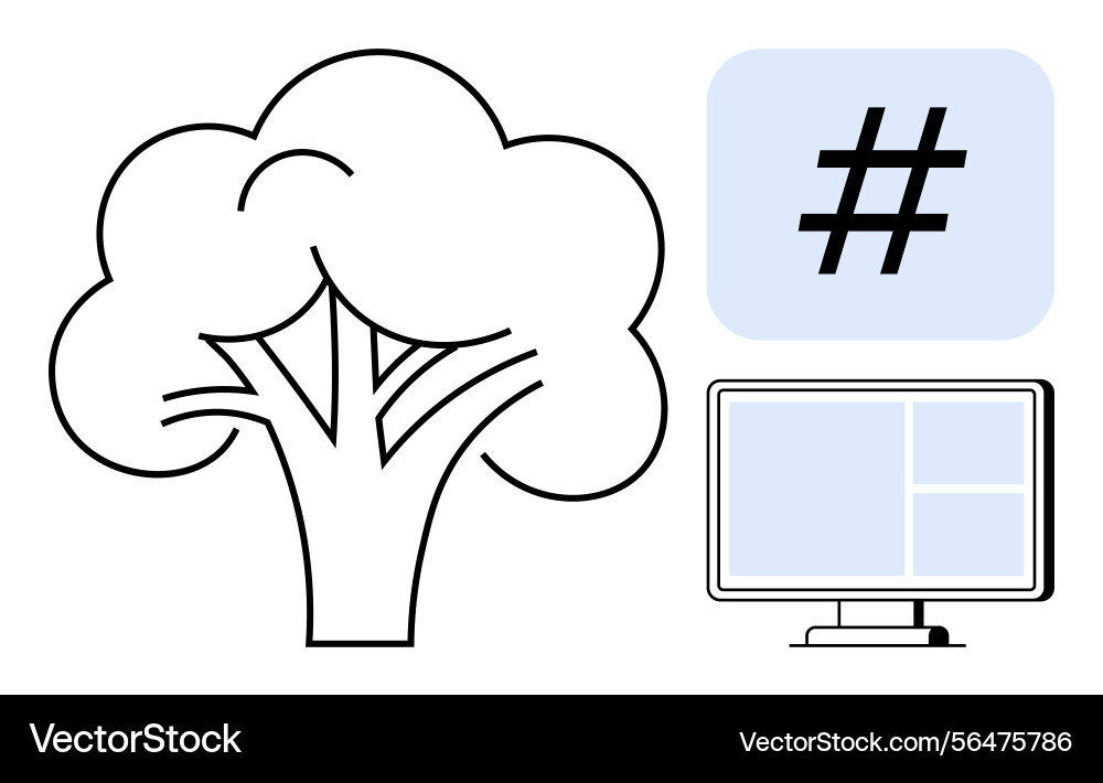 Tree with metadata tag icon Tree with metadata tag icon vector image