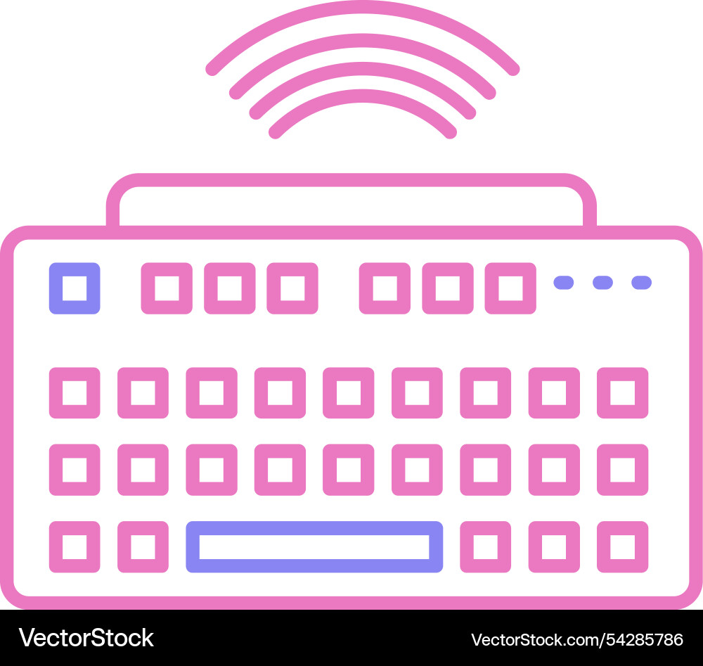 Wireless keyboard line two colour icon Vector Image