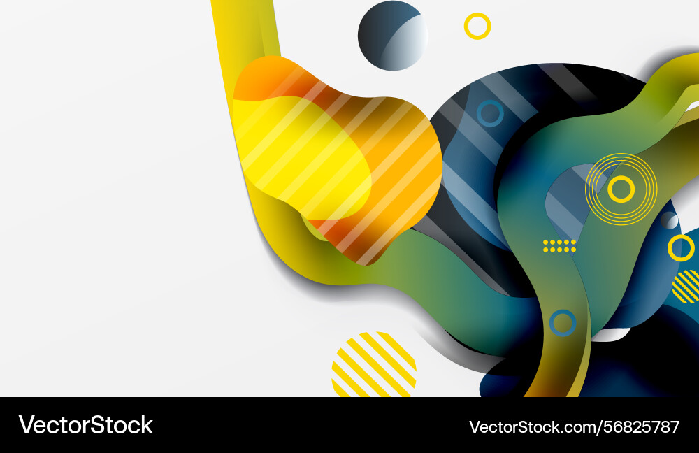 Abstract colorful shapes overlap creating dynamic vector image