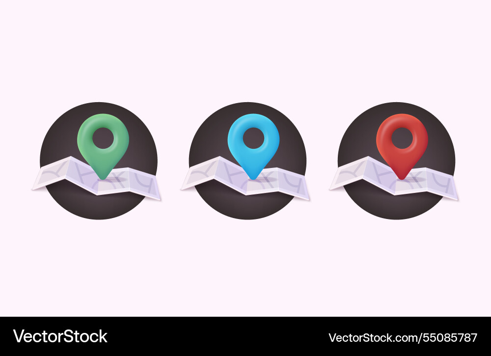 Color navigation pins icons collection location Color navigation pins icons collection location vector image