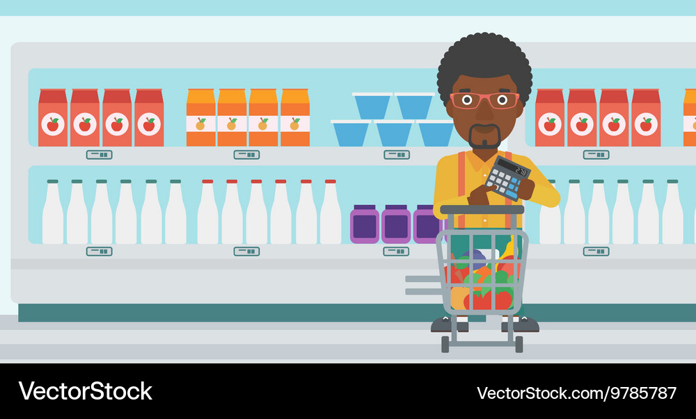 Customer counting on calculator Vector Image