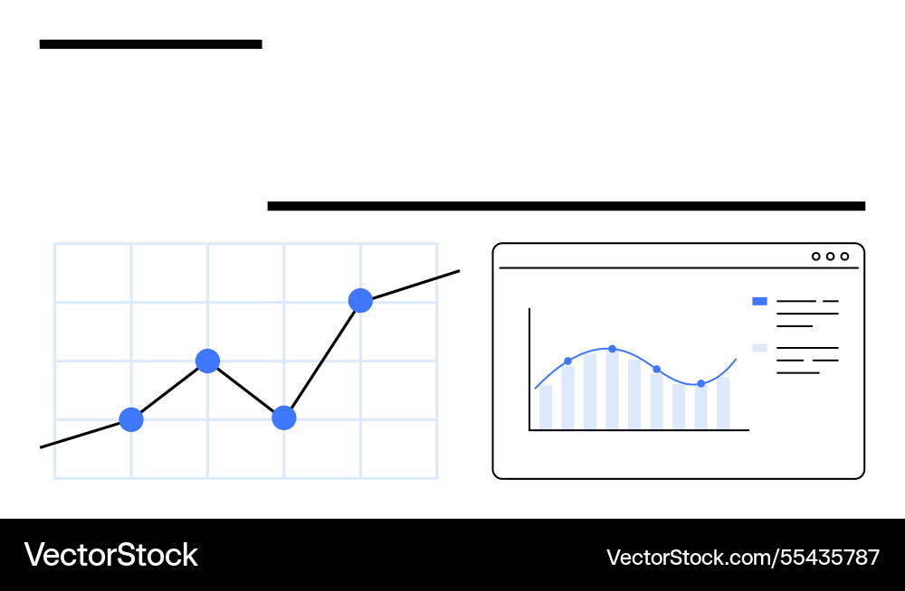 Data analytics concept with line graph and chart Data analytics concept with line graph and chart vector image