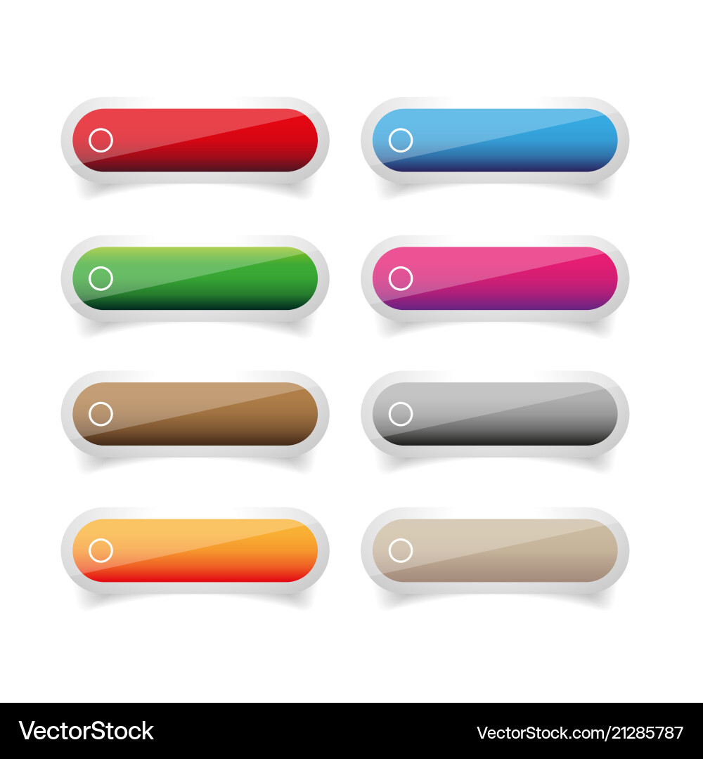 Glossy Button Set - Empty vector image