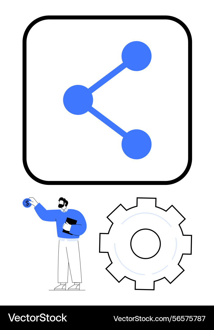 Sharing and networking concept with gear Sharing and networking concept with gear vector image
