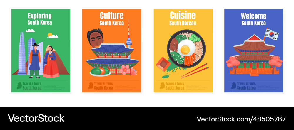 South korea poster set vector image