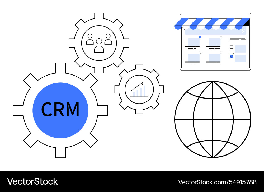 Crm integration in e-commerce with analytics Crm integration in e-commerce with analytics vector image