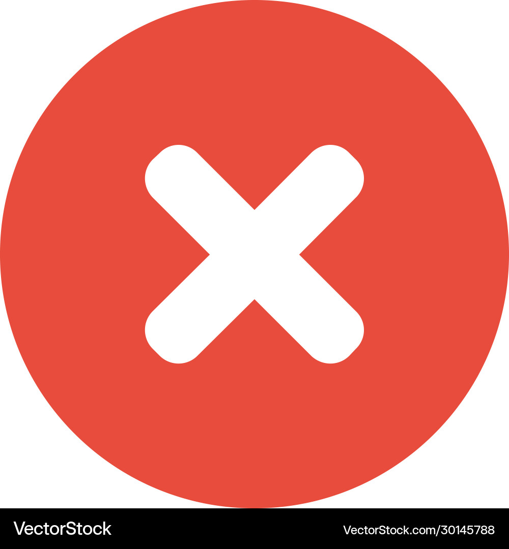 Delete x symbol remove mark icon and red vector image