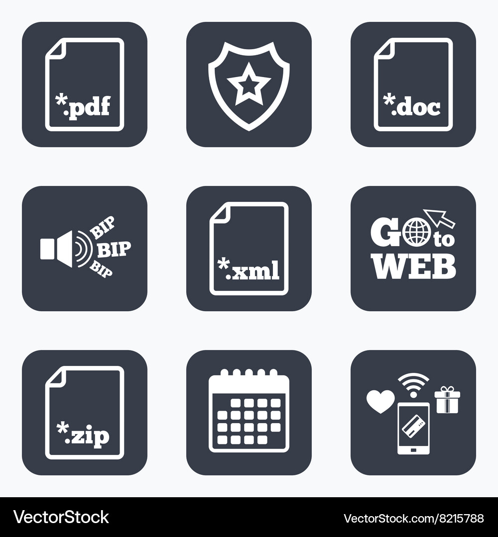 Document signs file extensions symbols Vector Image