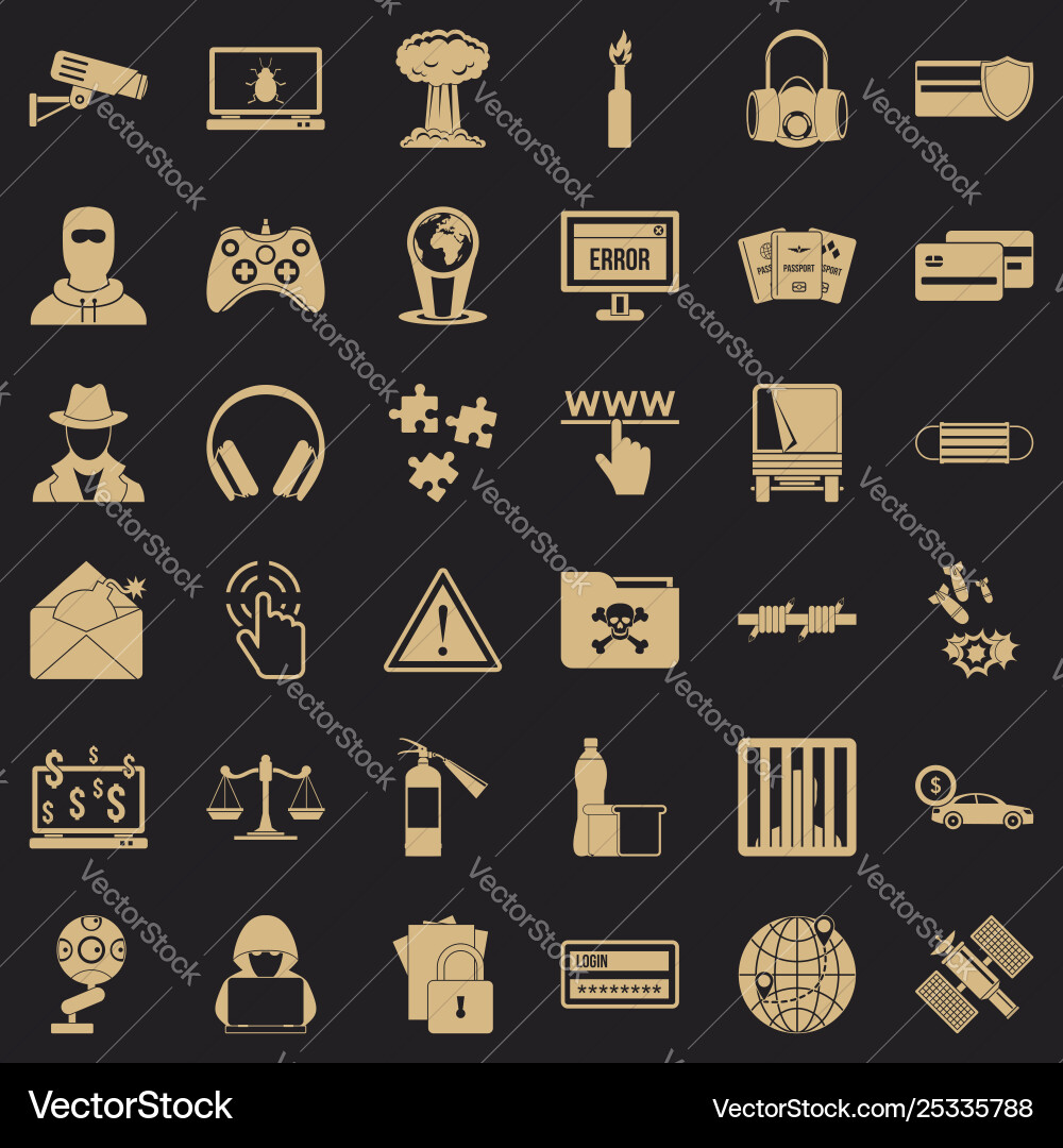 Hacking icons set simple style Hacking icons set simple style vector image