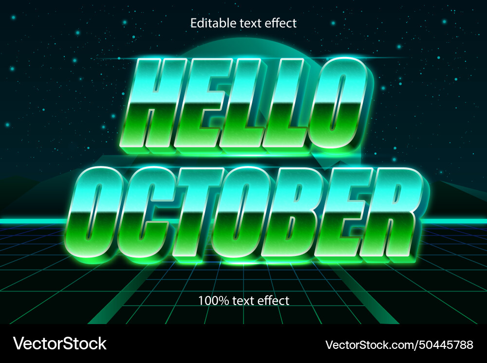 Hello october editable text effect retro style Vector Image