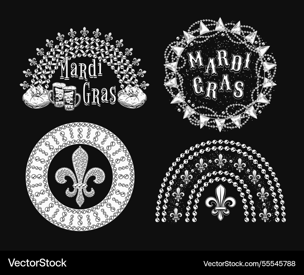 Monochrome Etiketten für Mardi gras Karneval Monochrome Etiketten für Mardi gras Karneval vektorbild
