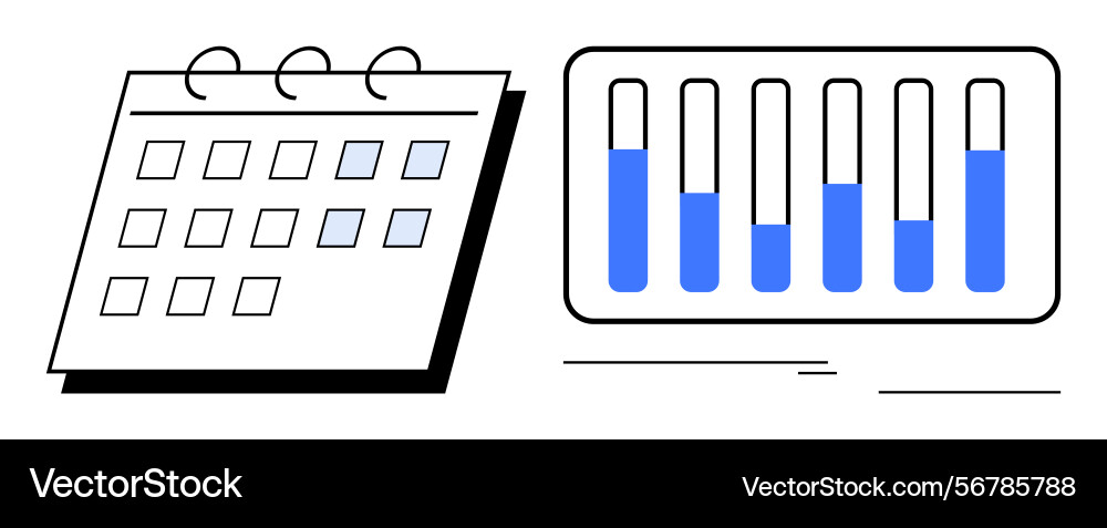 Scheduling calendar and data chart representing Scheduling calendar and data chart representing vector image