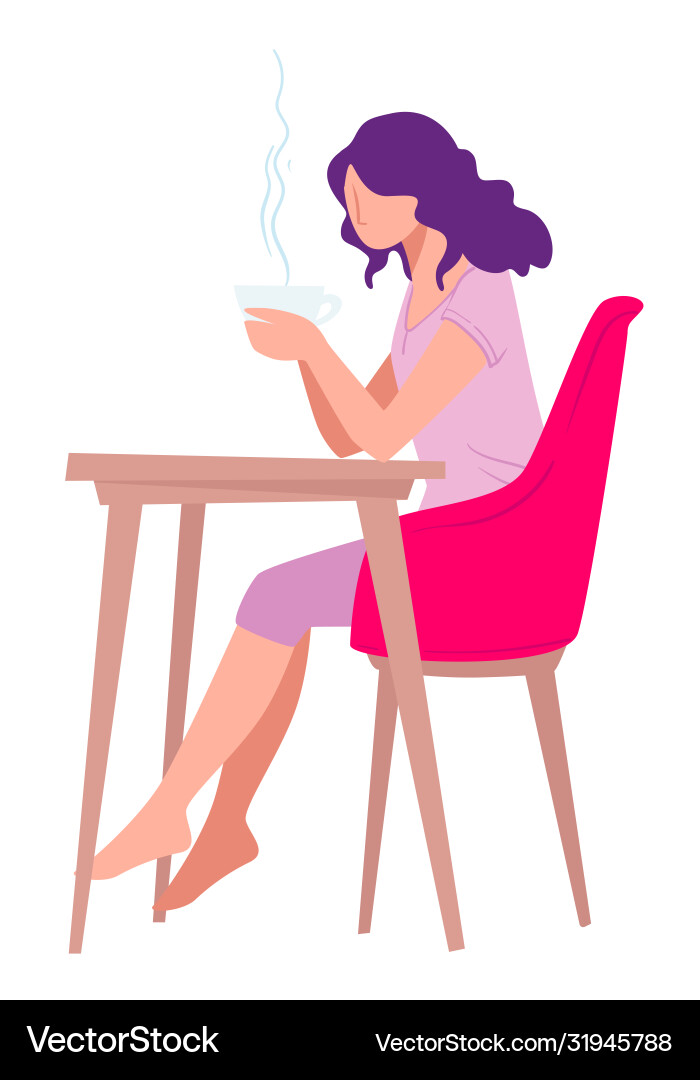 Woman drinking coffee at home female character Woman drinking coffee at home female character vector image