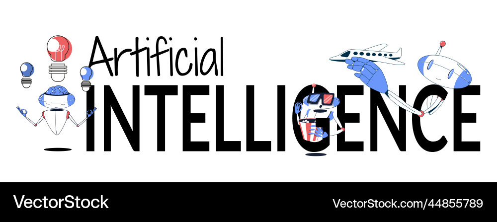 Artificial intelligence flat text composition Artificial intelligence flat text composition vector image