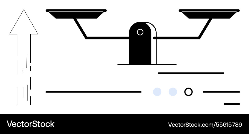 Balancing scale with upward arrow and lines Balancing scale with upward arrow and lines vector image