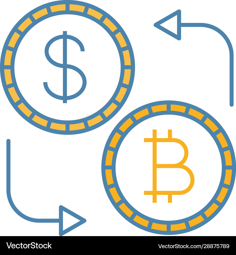 Bitcoin and dollar currency exchange color icon – Royalty-Free Vector |  VectorStock