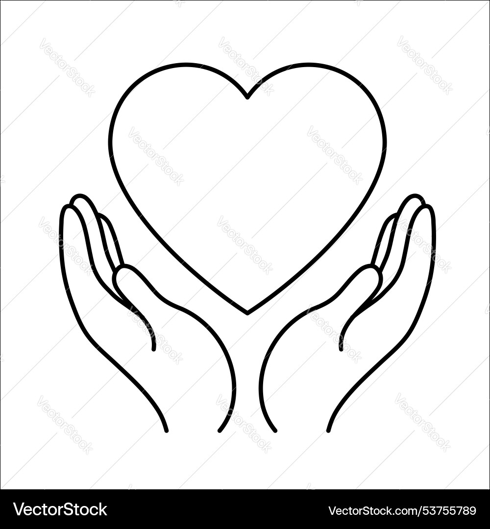 Charity icon outline drawing of hands holding Charity icon outline drawing of hands holding vector image
