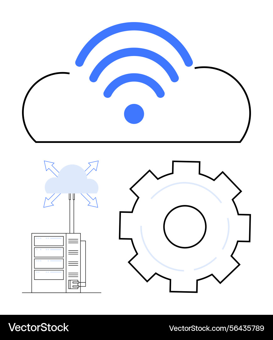 Cloud computing concept with data server wireless Cloud computing concept with data server wireless vector image