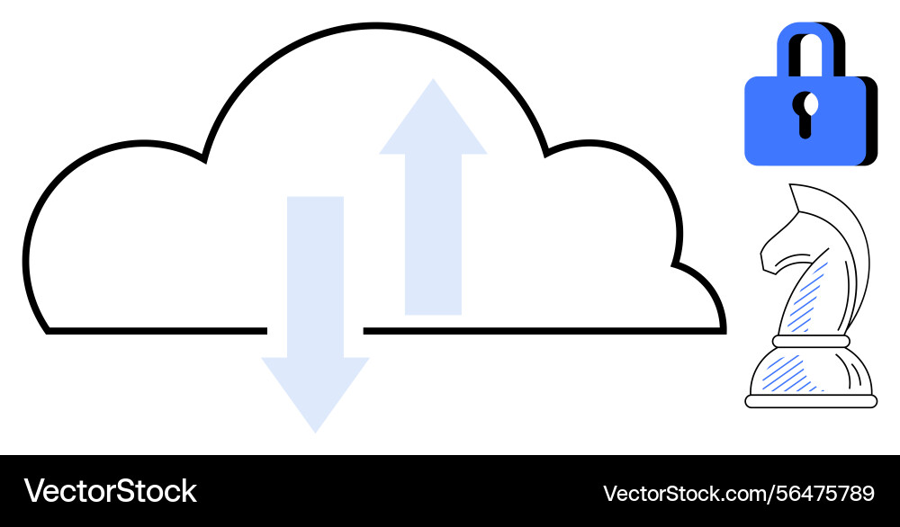 Cloud data transfer with security lock Cloud data transfer with security lock vector image