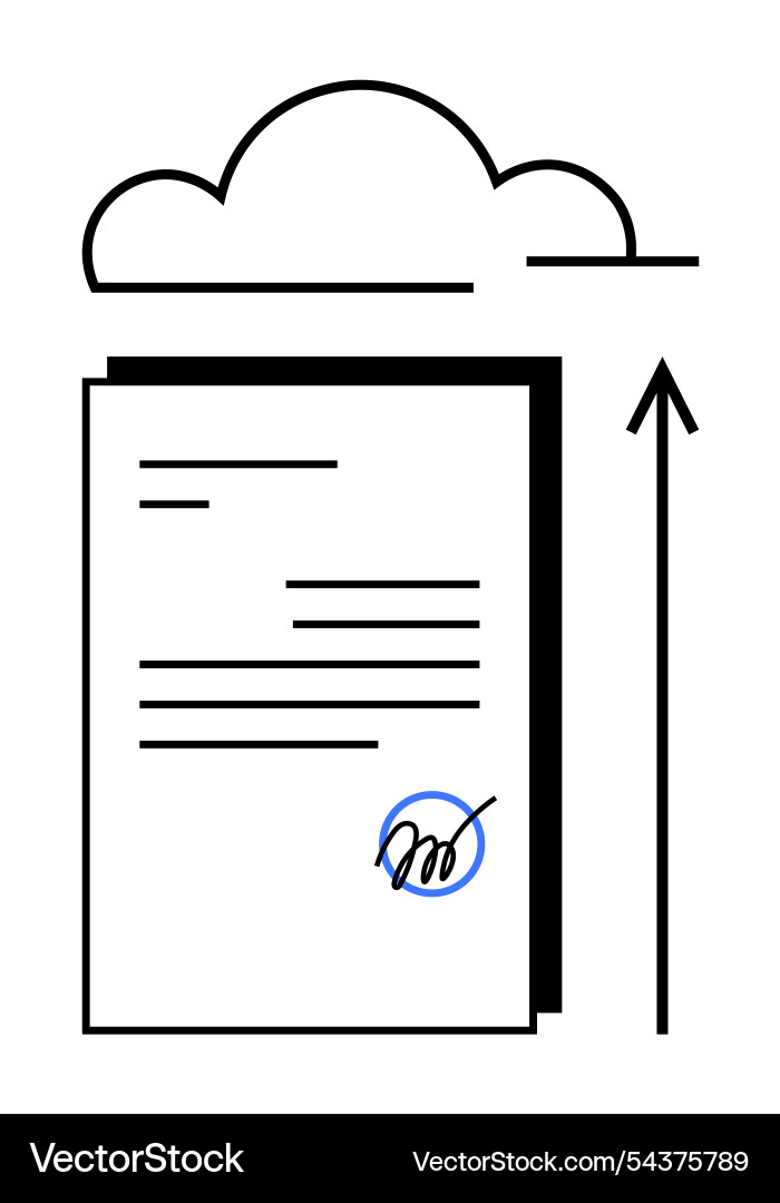 Document upload and cloud storage with digital Document upload and cloud storage with digital vector image