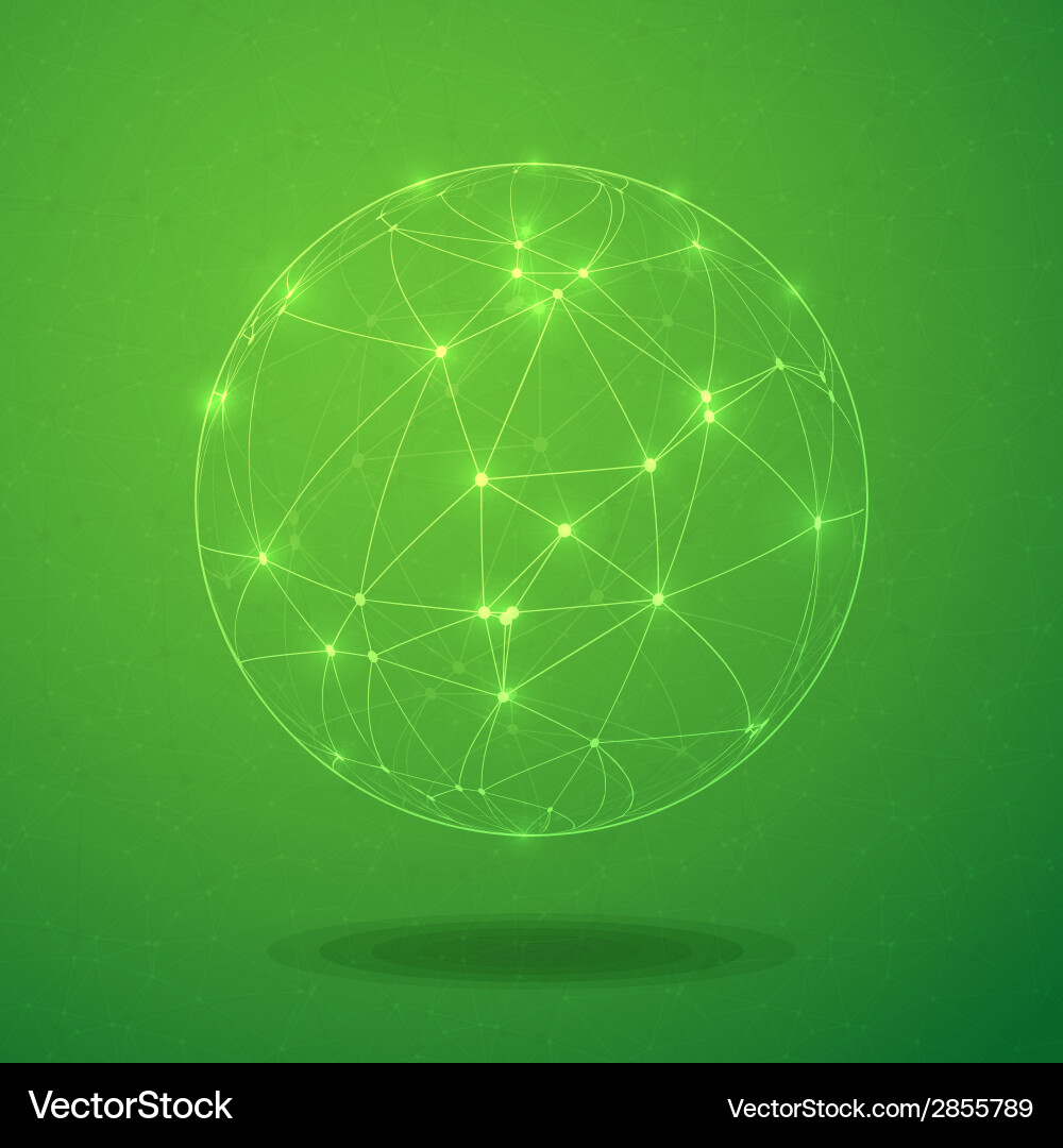 Global network lines with dots connection vector image